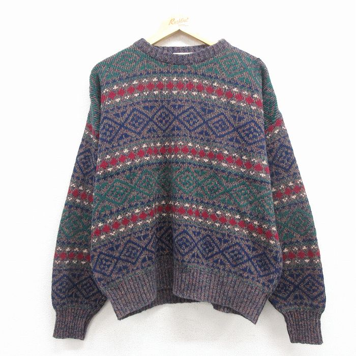 90s 長袖セーター フェアアイル グレー XL | 古着