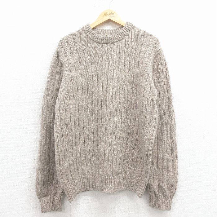 L★古着 エルエルビーン 長袖 セーター メンズ 00年代 00s 無地 ラムウール クルーネック ベージュ 霜降り【spe】 25dec02
