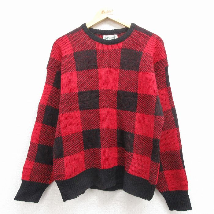 アメリカンイーグル 90s 長袖セーター チェック レッド M | 古着
