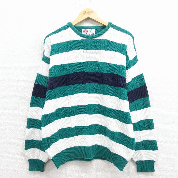 エルエルビーン 90s 長袖セーター ブルーストライプ L | 古着
