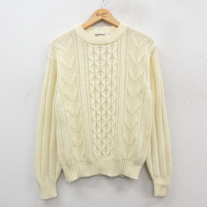シアーズ 90s 長袖セーター ケーブル 生成り ベージュ L | 古着