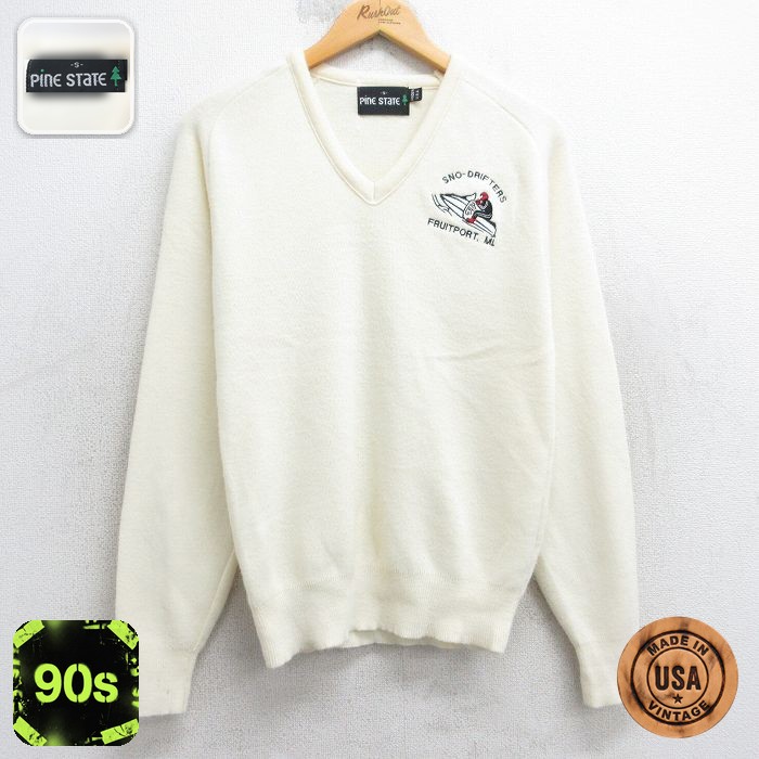 【50%OFF】90s ラグランセーター スノーモービル イエロー S | 古着