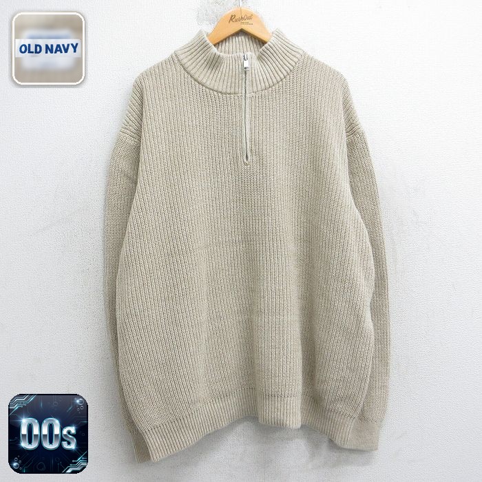 オールドネイビー 00s 長袖ハーフジップセーター ベージュ XL | 古着