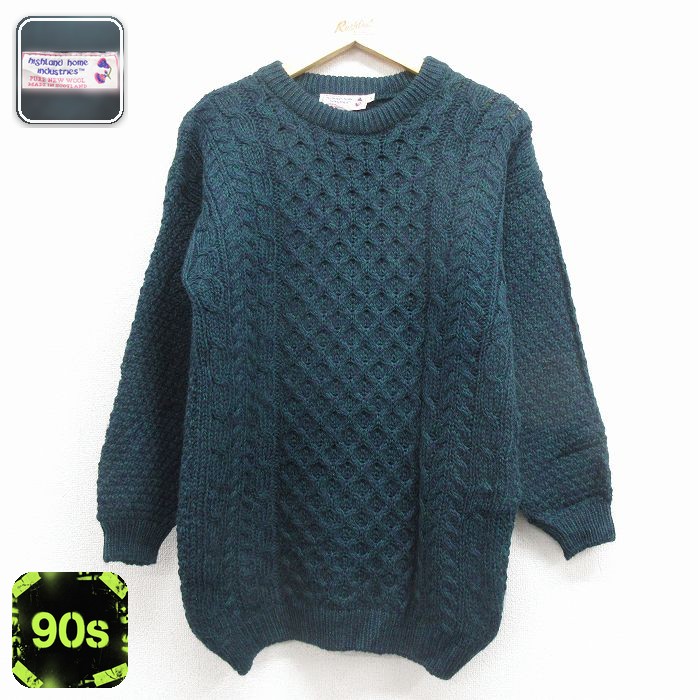 90s ケーブルセーター グリーン M | 古着