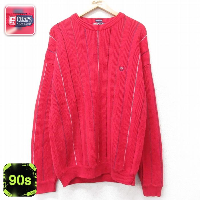 【50%OFF】ラルフローレン 90s 長袖セーター ワンポイントロゴ レッド L | 古着