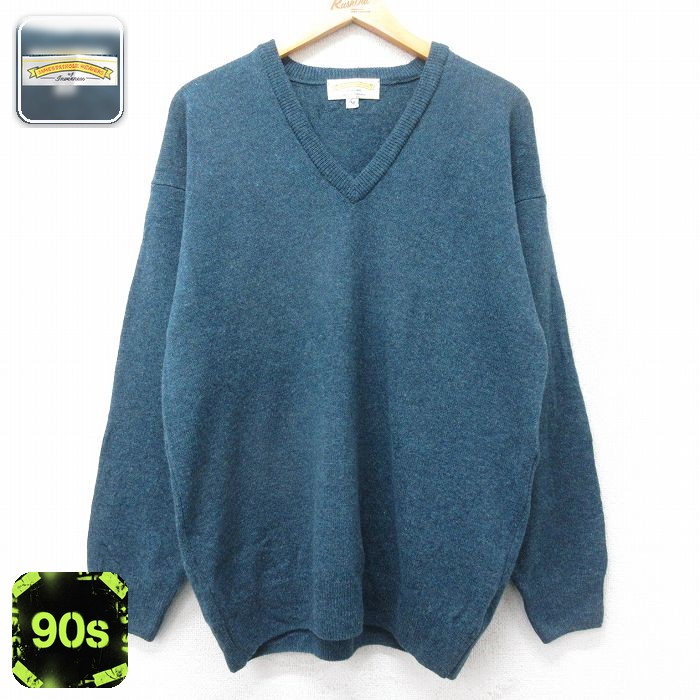ラムウール 90s 長袖セーター ネイビー L | 古着