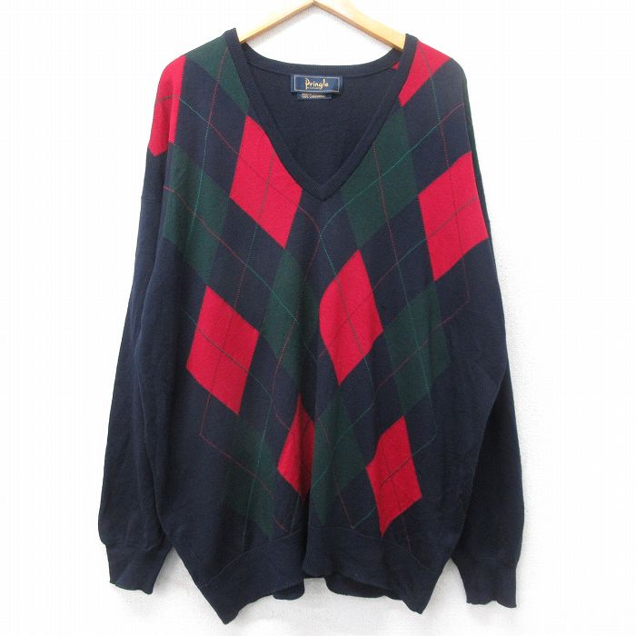 ネイビーアーガイル セーター 90s 長袖 XL | 古着