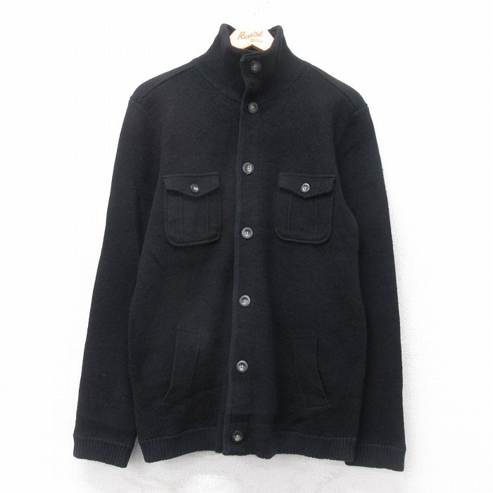 M★古着 ギャップ GAP 長袖 ニット カーディガン メンズ 00年代 00s ラムウール 黒 25dec13
