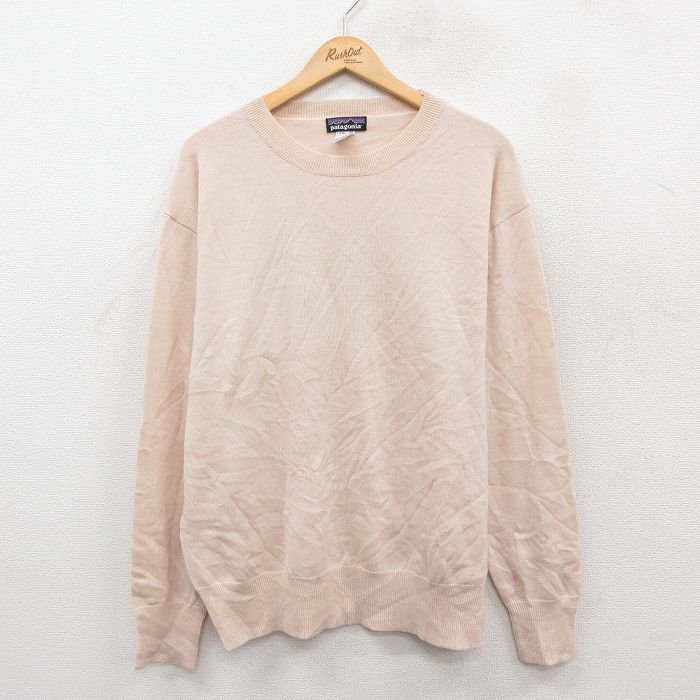 XL★古着 パタゴニア patagonia 長袖 セーター メンズ メリノウール クルーネック ベージュ 25dec16