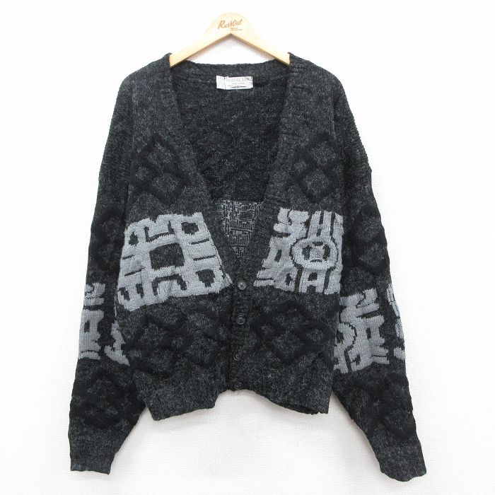 ニット カーディガン 90s 長袖 ブラック XL | 古着