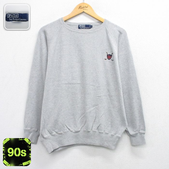 ラルフローレン 90s 長袖セーター ワンポイントロゴ グレー XL | 古着