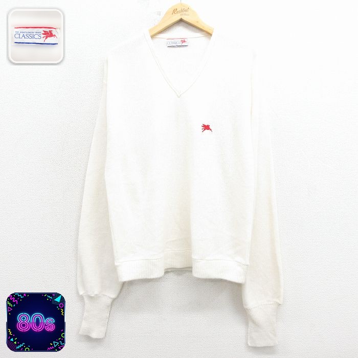 【50%OFF】モンゴメリーワード 80s 長袖セーター モービルガス ホワイト M | 古着