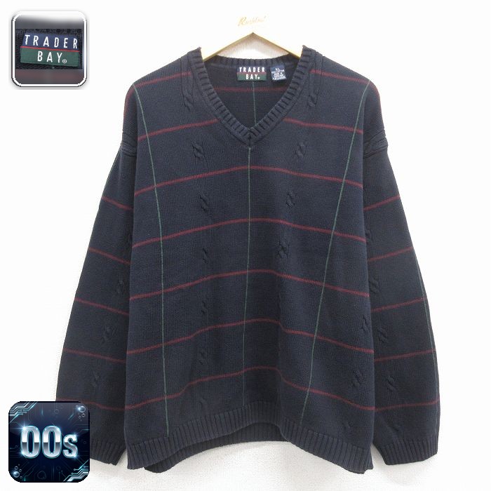 00s 長袖セーター ケーブル ネイビー XL | 古着