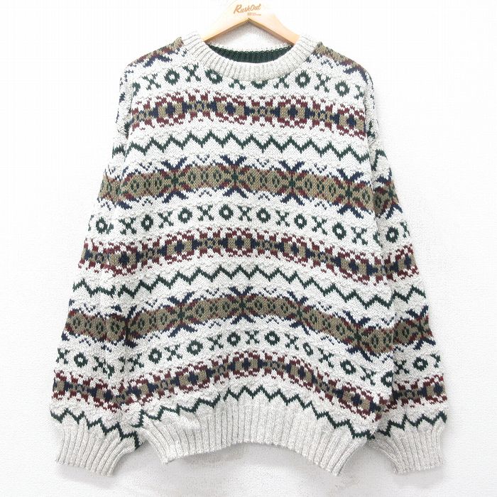90s 長袖セーター フェアアイル グレー L | 古着