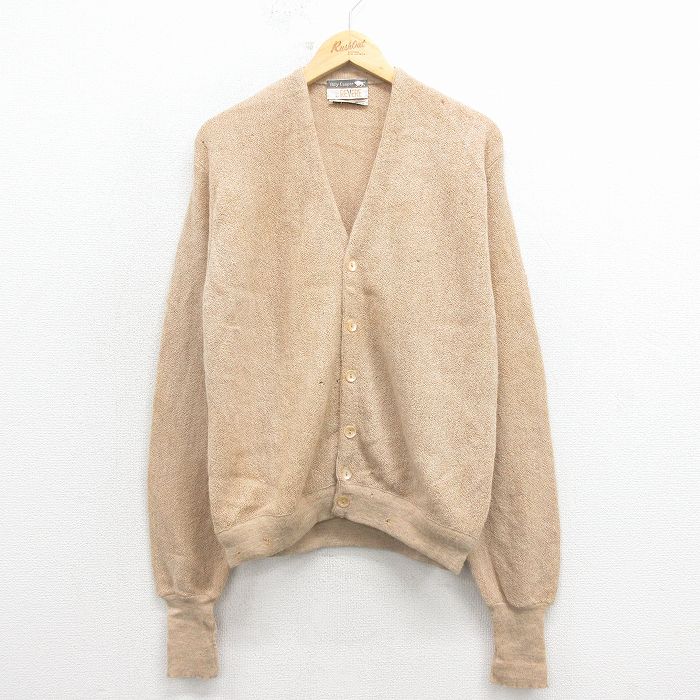 70s 長袖ニットカーディガン アルパカ ベージュ L | 古着