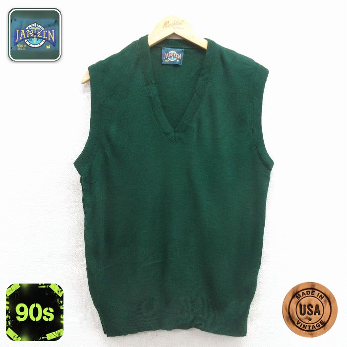 【50%OFF】90s ニットベスト グリーン S | 古着