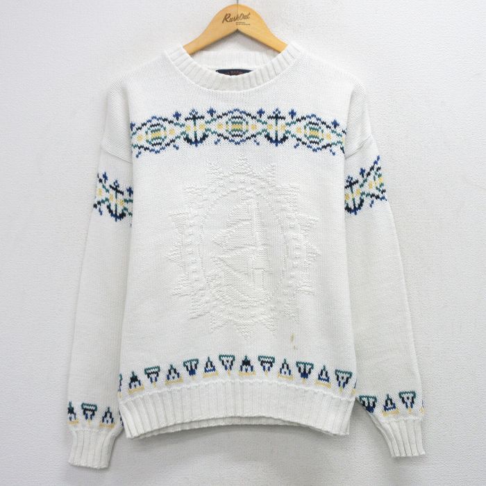 90s 長袖セーター ヨット ホワイト L | 古着