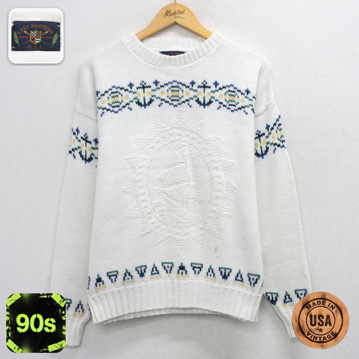 【50%OFF】90s 長袖セーター ヨット ホワイト L | 古着