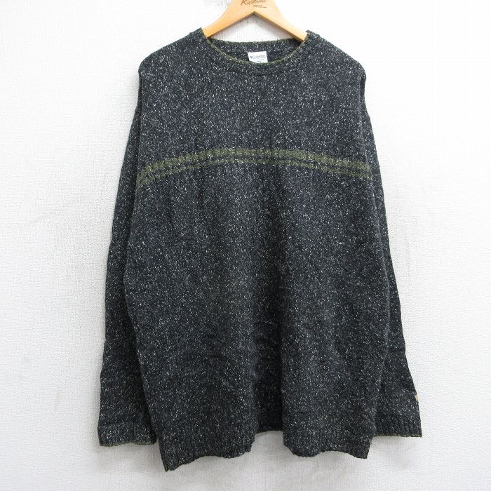 XL★古着 コロンビア 長袖 セーター メンズ 00年代 00s クルーネック 黒他 25dec26