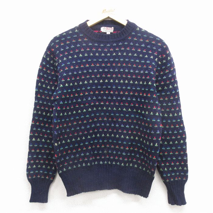 S★古着 オービス 長袖 セーター メンズ 80年代 80s クルーネック 濃紺 25dec26