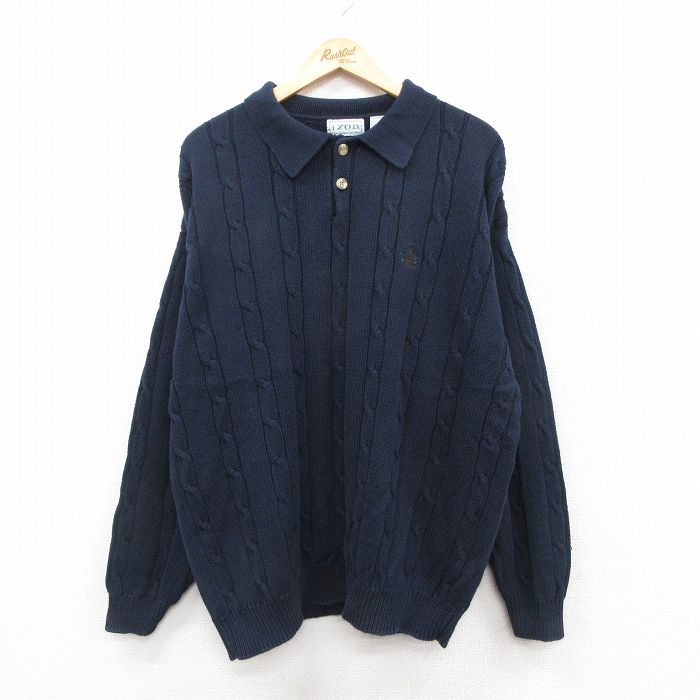 IZOD 90s ケーブルセーター ネイビー XL | 古着