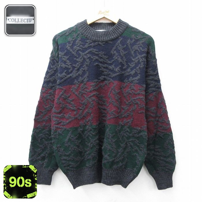 90s 長袖セーター モックネック グレー M | 古着