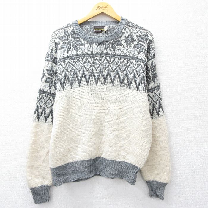 ノルディック 80s 長袖セーター 雪柄 グレー L | 古着