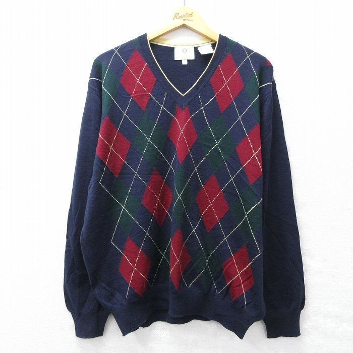 90s 長袖セーター アーガイル ネイビー L | 古着