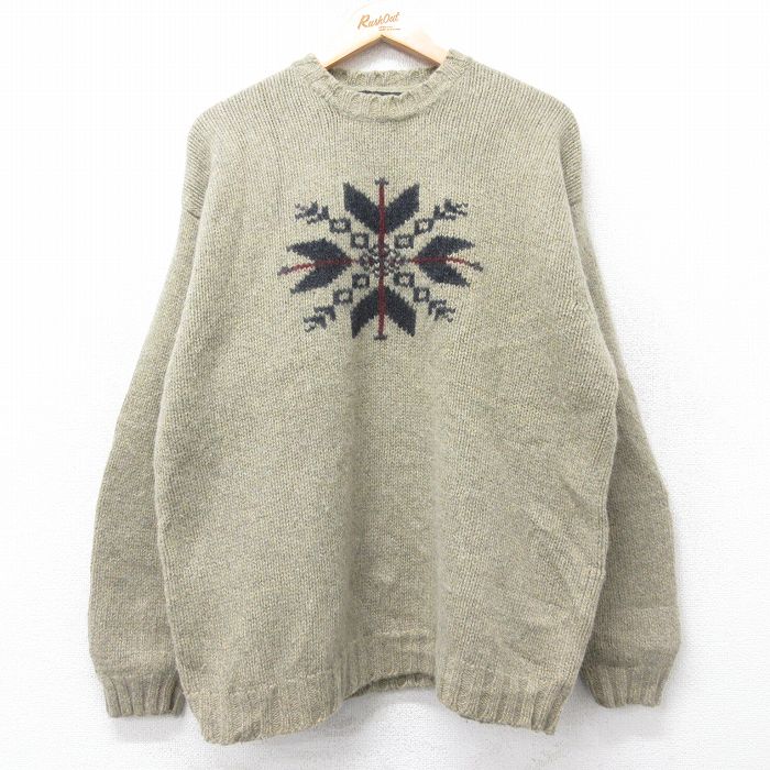 アバクロンビー&フィッチ 90s 長袖セーター 雪柄 ベージュ XL | 古着