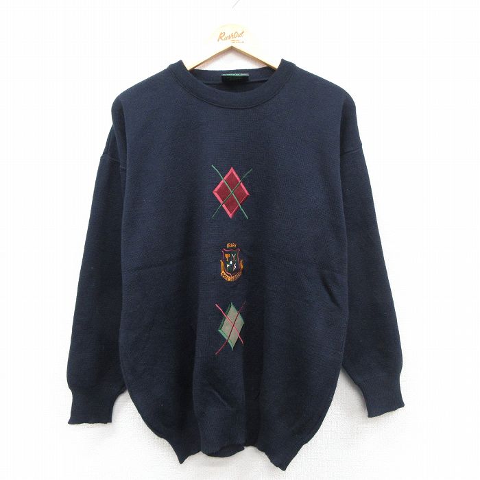ゴルフ 90s 長袖セーター 刺繍 ネイビー L | 古着