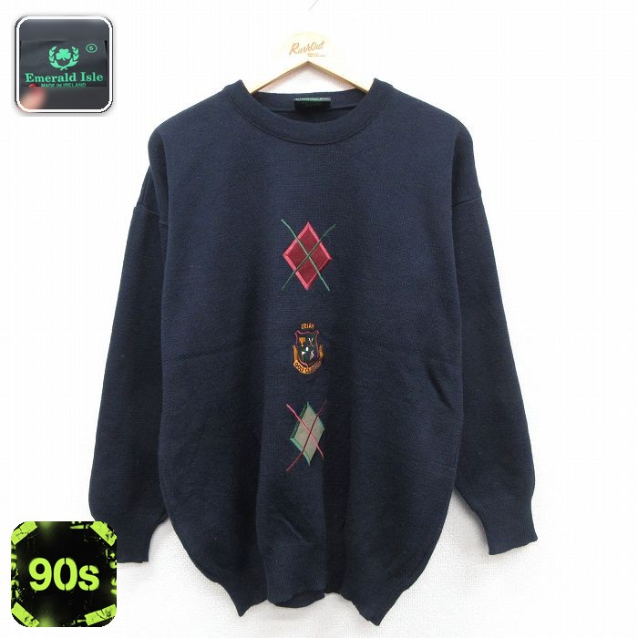 ゴルフ 90s 長袖セーター 刺繍 ネイビー L | 古着
