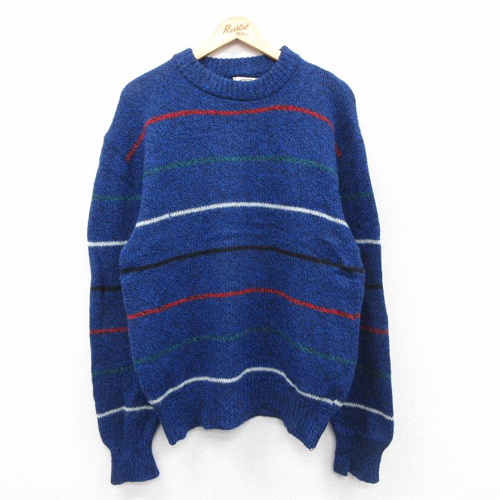 90s 長袖セーター ボーダー ネイビー L | 古着