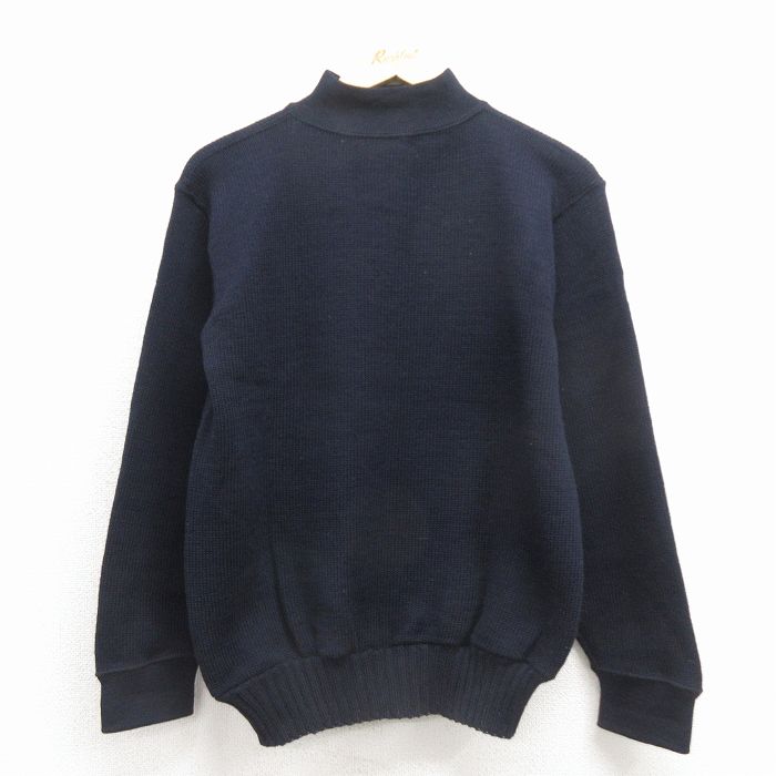 60s 長袖セーター モックネック ネイビー M | 古着