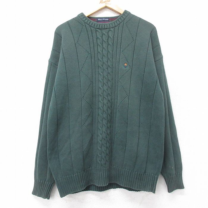 90s 長袖セーター 手織り グリーン L | 古着
