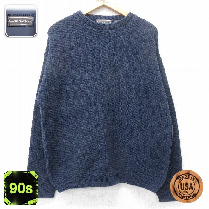 【50%OFF】90s 長袖セーター ネイビー L | 古着