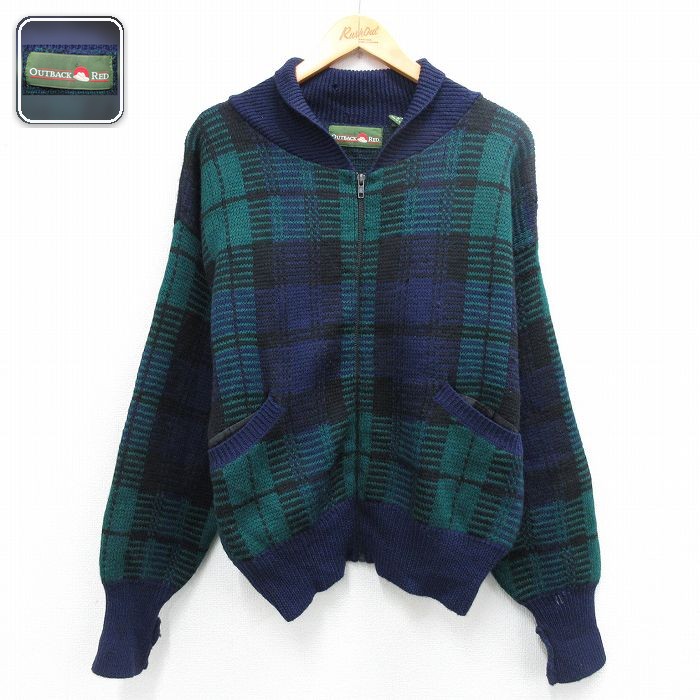 ニット長袖フルジップカーディガン ネイビー L | 古着