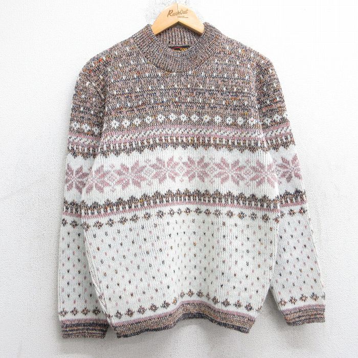 ノルディック 80s 長袖セーター 雪柄 ホワイト S | 古着
