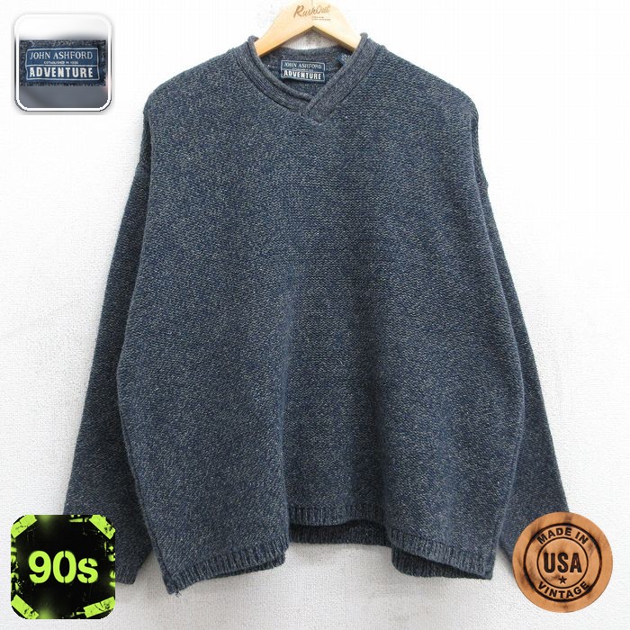 【50%OFF】90s 長袖セーター ネイビー XL | 古着