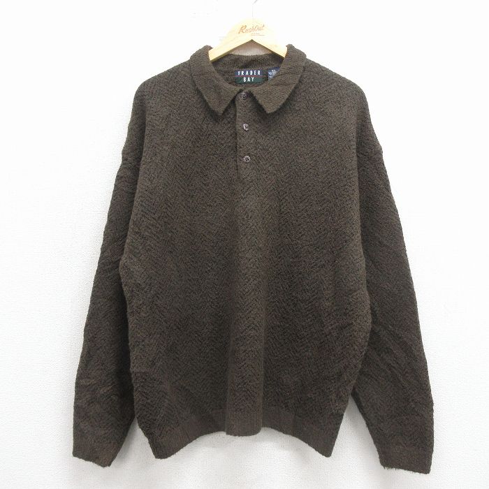 XL★古着 長袖 セーター メンズ 00年代 00s こげ茶 26jan23