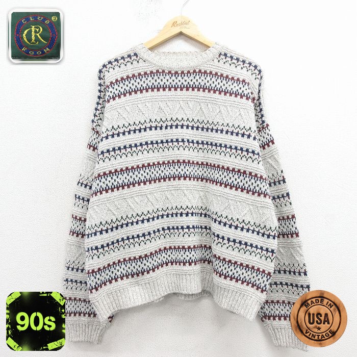 【50%OFF】90s 長袖セーター 霜降り グレー XL | 古着
