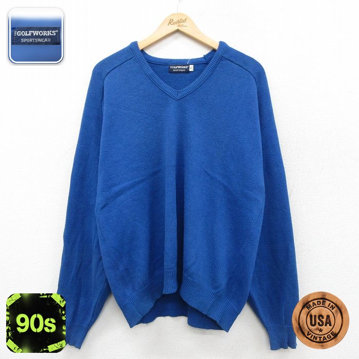 【50%OFF】90s 長袖セーター ブルー XL | 古着