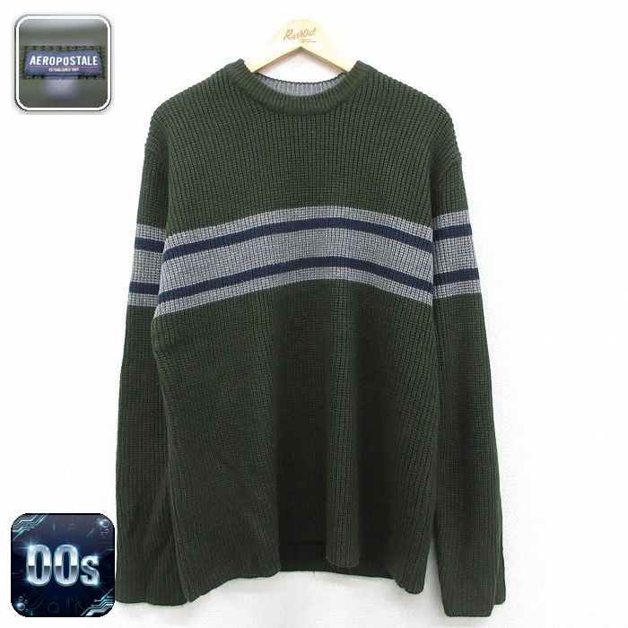 【50%OFF】エアロポステール 00s 長袖セーター グリーン L | 古着