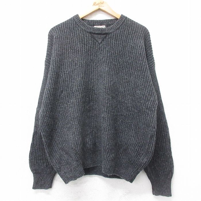 XL★古着 COUNTY SEAT 長袖 セーター メンズ 00年代 00s クルーネック 濃グレー 霜降り 26jan28