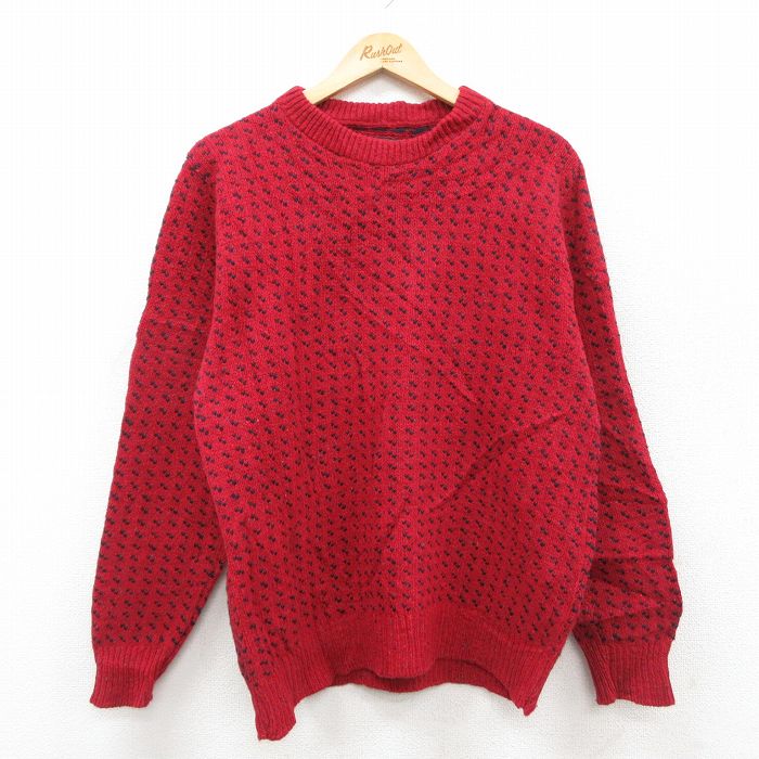 90s 長袖セーター バーズアイ レッド XL | 古着