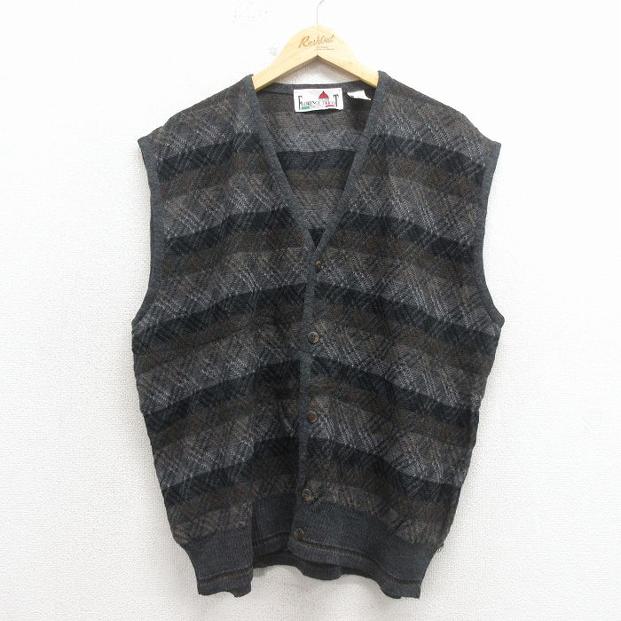 XL★古着 ニット ベスト メンズ 90年代 90s イタリア製 グレー系他 26feb02