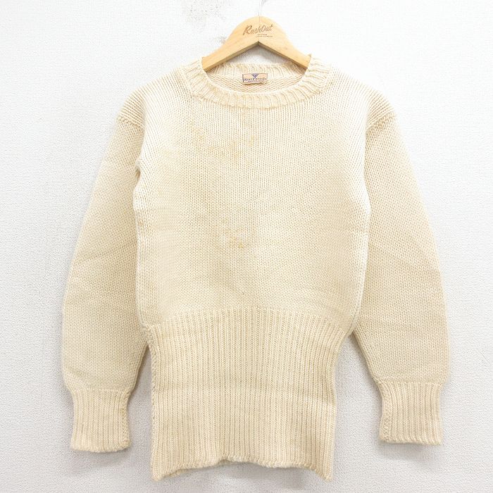 S★古着 長袖 ビンテージ セーター メンズ 50年代 50s クルーネック 生成り【spe】 26feb02