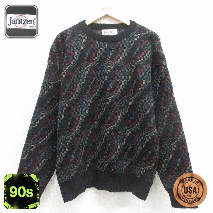 【50%OFF】ジャンセン 90s 長袖セーター ブラック L | 古着
