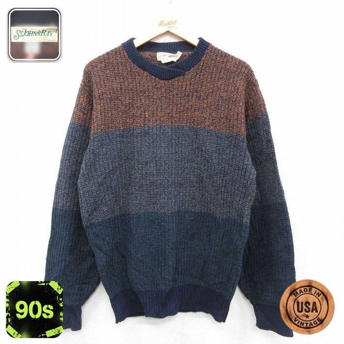 【50%OFF】セントジョンズベイ 90s 長袖セーター ストライプ ネイビー M | 古着