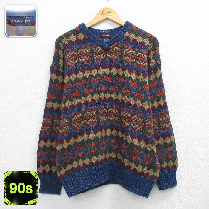 90s 長袖セーター フェアアイル ネイビー L | 古着