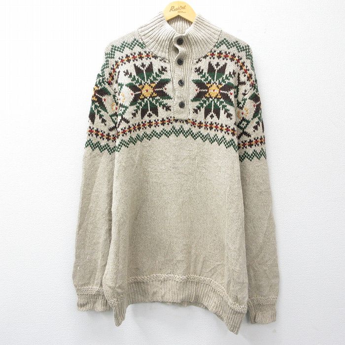 ラルフローレン 90s 長袖セーター 雪柄 ベージュ XL | 古着